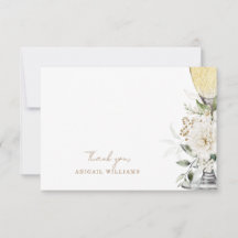 White Floral Champagne Dusche Nachricht Danke