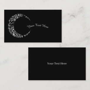 White Floral Crescent Moon Business Card Visitenkarte