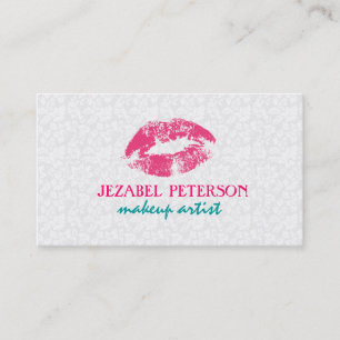 White Floral Damasks Makeup Artist Design Visitenkarte