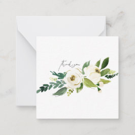 White Floral Elegant Wedding Blank Vielen Dank Mitteilungskarte