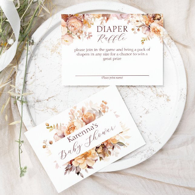 White Floral Fall Babydusche Windelwanne Begleitkarte (Von Creator hochgeladen)