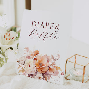 White Floral Fall Babydusche Windelwanne Sockelschild