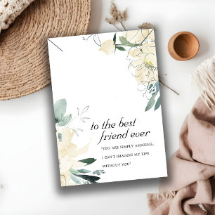 WHITE FLORAL FRIEND GIFT NECKLACE DISPLAY CARD PLATZKARTE