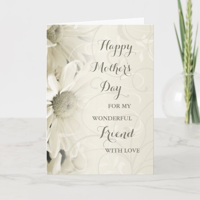 White Floral Friend Happy Mother Day Card Karte (Vorderseite)