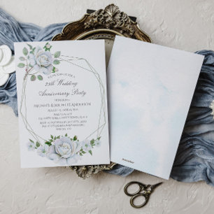 White Floral Geometric Watercolor 25 Jahre alt Einladung
