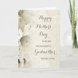 White Floral Godmutter Happy Mother Day Card Karte