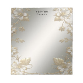 White Floral Gold Verziert Notepad Notizblock