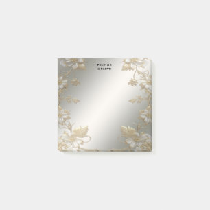 White Floral Gold Verziert Post It Notes Post-it Klebezettel