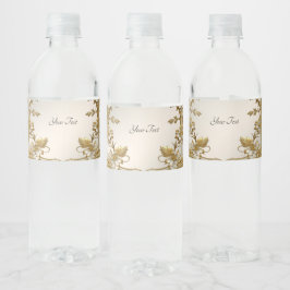 White Floral Gold Verziert Water Flasche Wasserflaschenetikett
