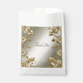 White Floral Gold Verzierte Gesichtstasche Geschenktütchen