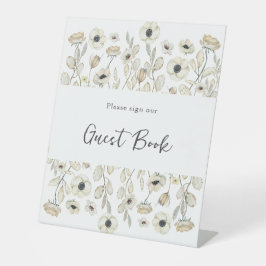 White Floral Guest Book Babydusche Sockelschild