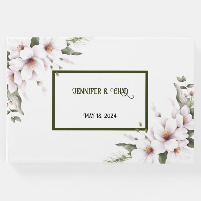 White Floral Guest Book Gästebuch (Vorderseite)