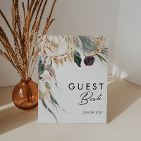 White Floral Guest Book Sign