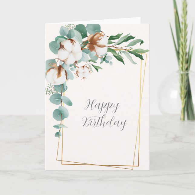 White Floral happy Birday Card Dankeskarte (Vorderseite)