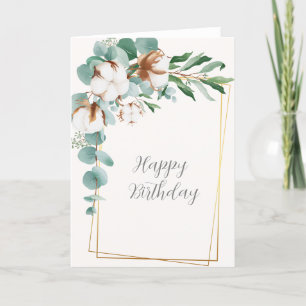 White Floral happy Birday Card Dankeskarte