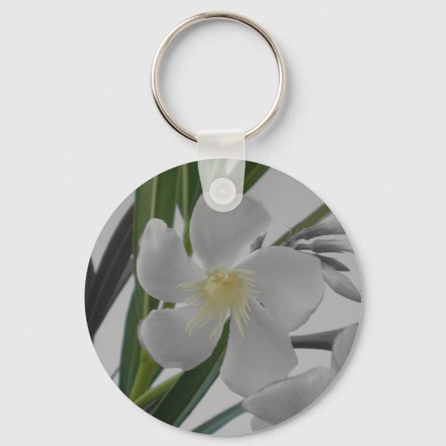 White Floral Keychain Schlüsselanhänger (Vorderseite)