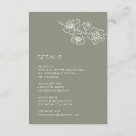 White Floral Line Art Sage Green Wedding Begleitkarte