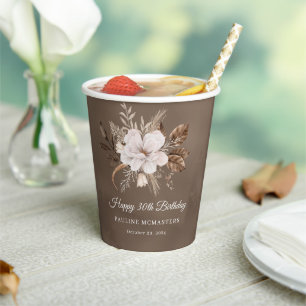 White Floral Neutral Fall 30. Geburtstag Pappbecher