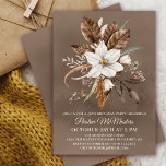 White Floral Neutral Fall Bouquet 40th Birthday  Einladung<br><div class="desc">Sophisticated white fall flowers are surrounded by neutral gray,  brown and black leaves. The white text is a chic combination of upright lettering and calligraphy text. The taupe watercolor background frames them all perfectly.</div>