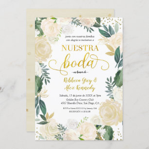 White Floral Nuestra Boda Mexican Wedding Invitati Einladung