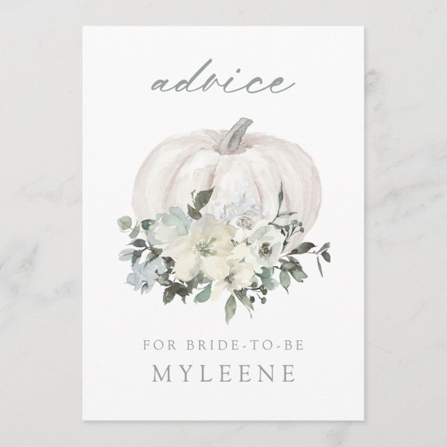 White Floral Pumpkin Baby Showcard Hinweiskarte (Vorderseite)
