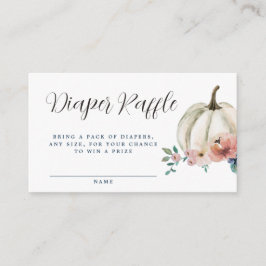 White Floral Pumpkin Diaper Raffle Begleitkarte