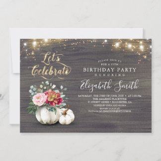 White Floral Pumpkin Russis Geburtstagsparty Einladung