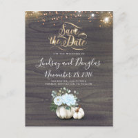 White Floral Pumpkin Rustic Fall Save the Date Ann