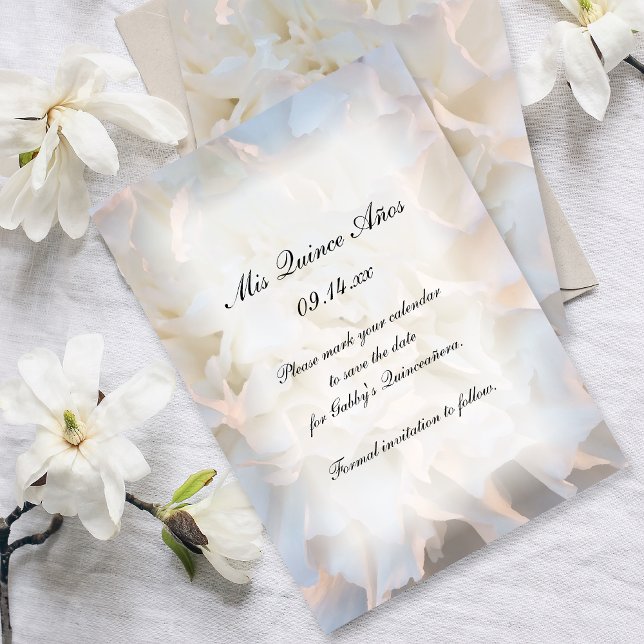 White Floral Quinceañera Save the Date (Von Creator hochgeladen)