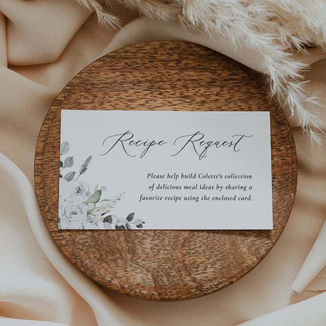 White Floral Rezept Dusche Umschließkarte Begleitkarte (Von Creator hochgeladen)