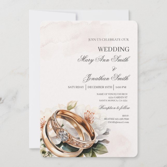 White Floral Spanish Wedding Invitation Einladung (Vorderseite)