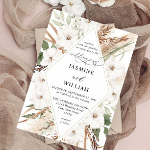 White Floral Summer Boho Einladung