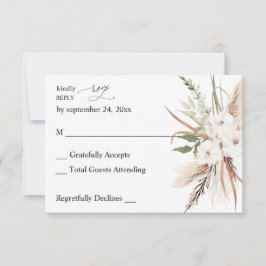 White Floral Summer Boho no Meal UAWG RSVP Karte