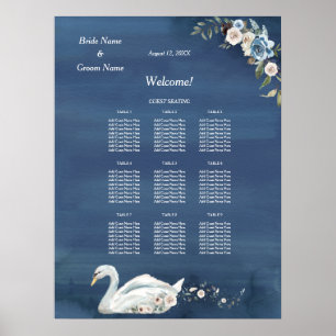 White Floral Swan Hochzeitsdinner Seetabelle Poster