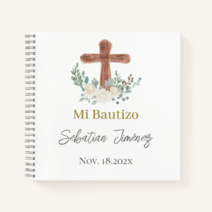 White floral Taufe Guest Sign Notizbuch