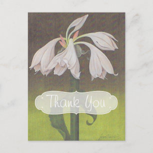 White Floral Vielen Dank Postkarte