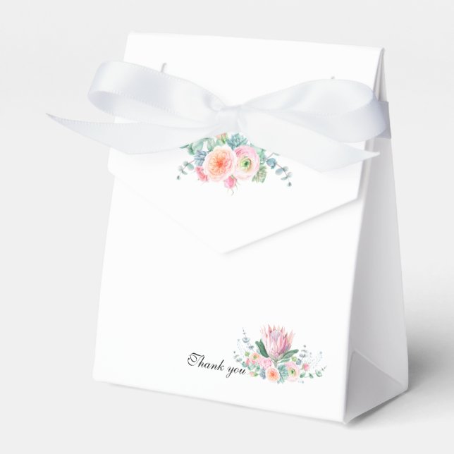 White Floral Watercolor Wedding Favor Box Geschenkschachtel (Vorderseite)