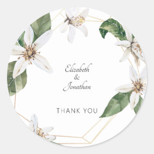 White Floral Wedding Names Vielen Dank Runder Aufkleber