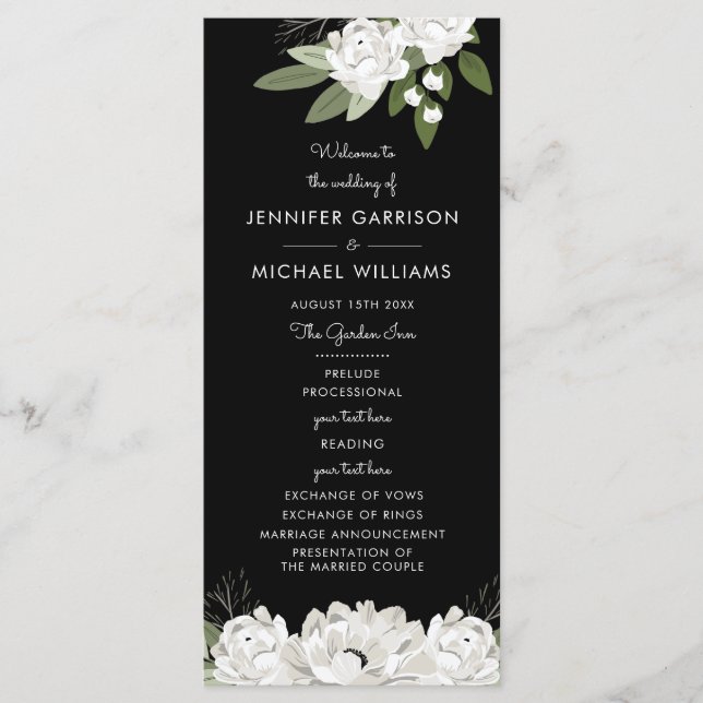 White Floral Wedding Sprigs Programm (Vorderseite)