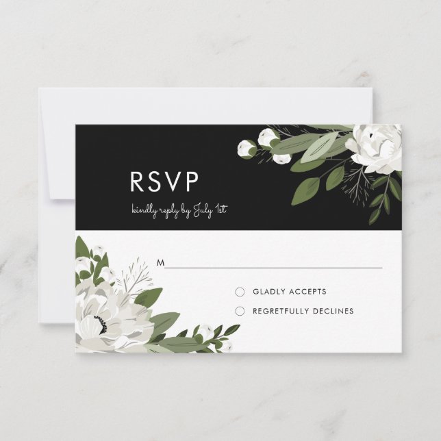 White Floral Wedding Sprigs - UAWG RSVP Karte (Vorderseite)