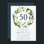 White Floral Wreath Green 50. Geburtstagsparty Einladung<br><div class="desc">Einladung zur 50. Geburtstagsparty von White Floral Wreath Green</div>
