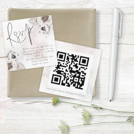 White Florals Watercolor QR Code Wedding RSVP Begleitkarte
