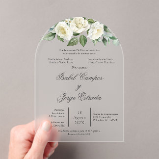 White flower Greenery Wedding Invitation Acryleinladungen