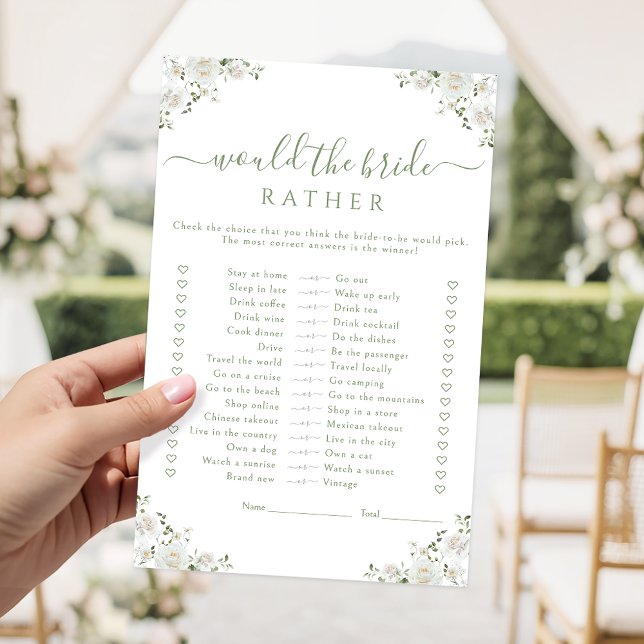 White Flower Would she rather Bridal Shower Game (Von Creator hochgeladen)