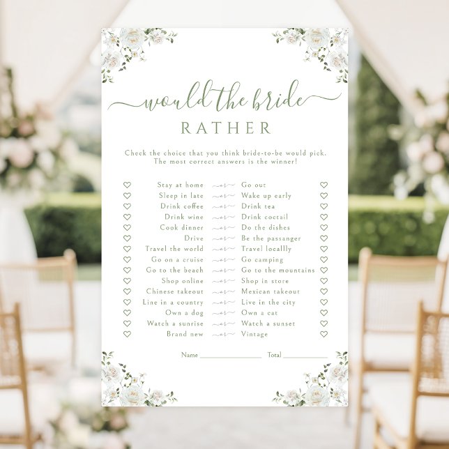 White Flower Would she rather Bridal Shower Game (Von Creator hochgeladen)