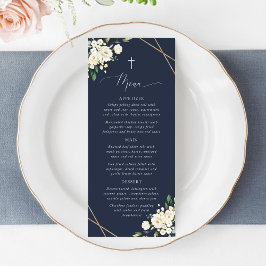 White Flowers, Cream Flowers, Boho, Baptism Menu Menükarte