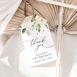 White Flowers, Cream Flowers, Boho, Birthday Geschenkanhänger