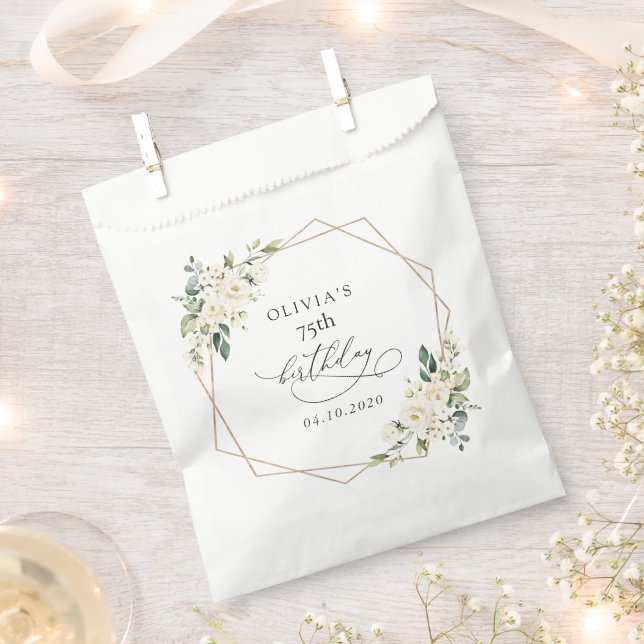 White Flowers, Cream Flowers, Boho, Birthday Geschenktütchen (Ausgeschnitten)