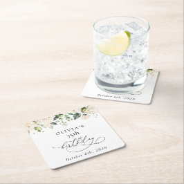 White Flowers, Cream Flowers, Boho, Birthday Rechteckiger Pappuntersetzer