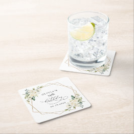 White Flowers, Cream Flowers, Boho, Birthday Rechteckiger Pappuntersetzer